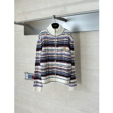 루이 스트라이프 케이블 니트 집업 자켓