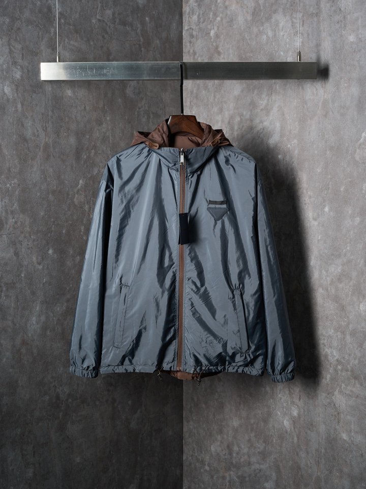 PRADA / 프라다 삼각로고 재생 나일론 양면 후드 자켓