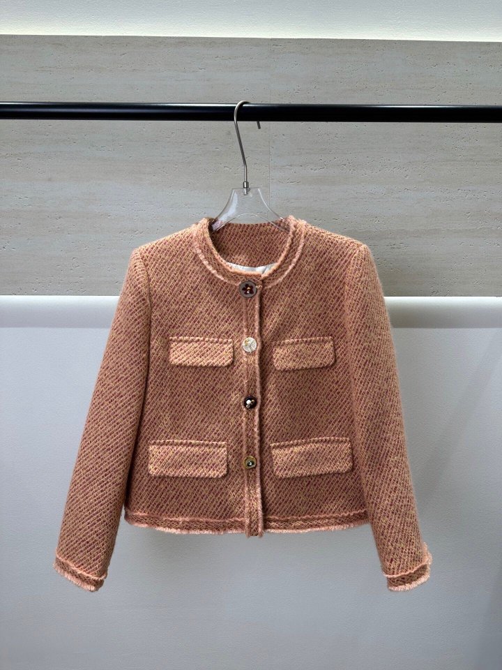 샤넬 트위드 노카라 자켓