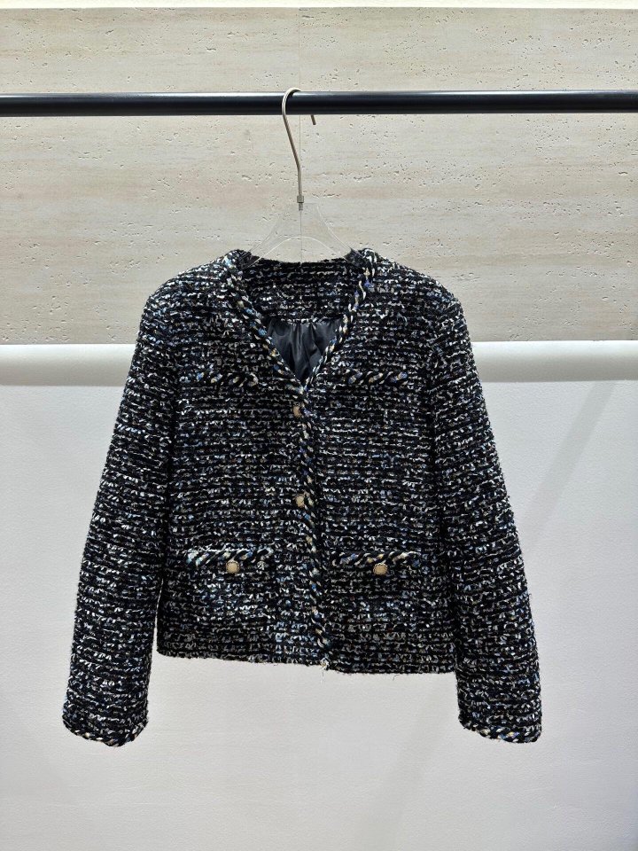 샤넬 트위드 노카라 자켓