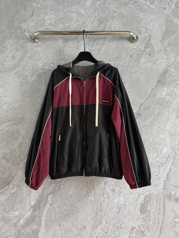 배색 후드 자켓