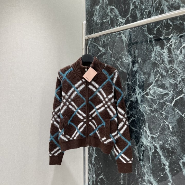 미우미우 26 봄 배색 다이아 가디건