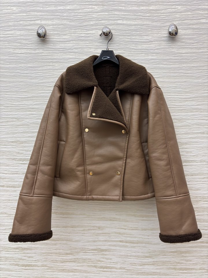 로에베 양모 무스탕 라이더 자켓