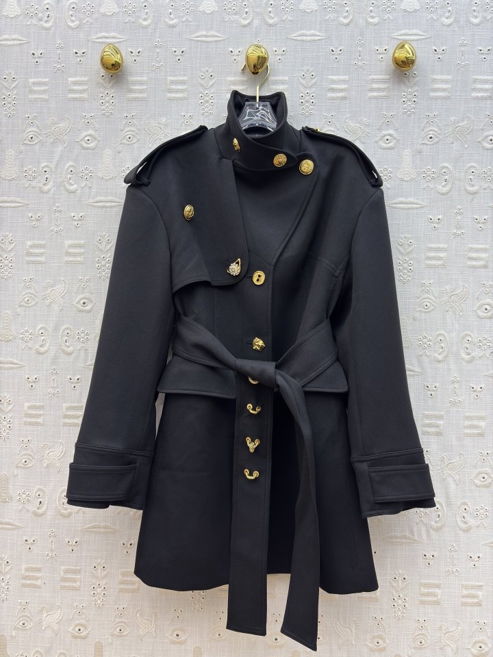 Sch 26 블랙 스탠드카라 트렌치 자켓