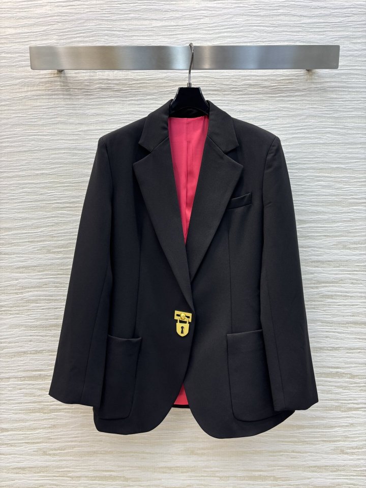 스키아파렐리 25 금장 락 버튼 테일러드 자켓