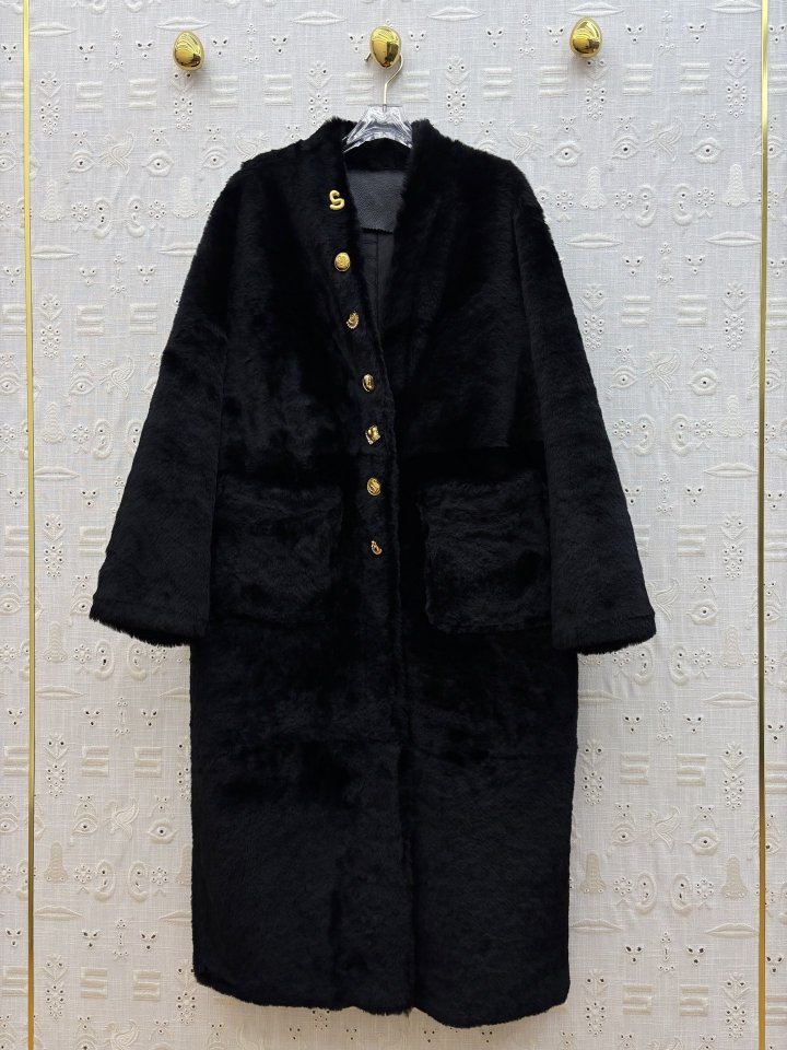 스키아파렐리 25 FW V넥 피모 일체형 롱 코트