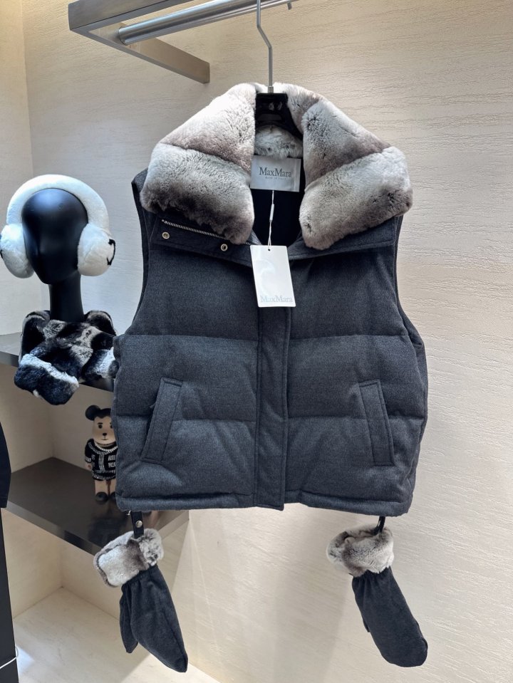 막스마라 그레이 구스다운 퍼 베스트