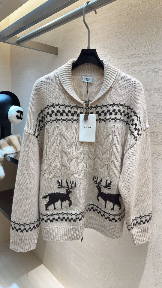 셀린 크리스마스 더블 지퍼 가디건