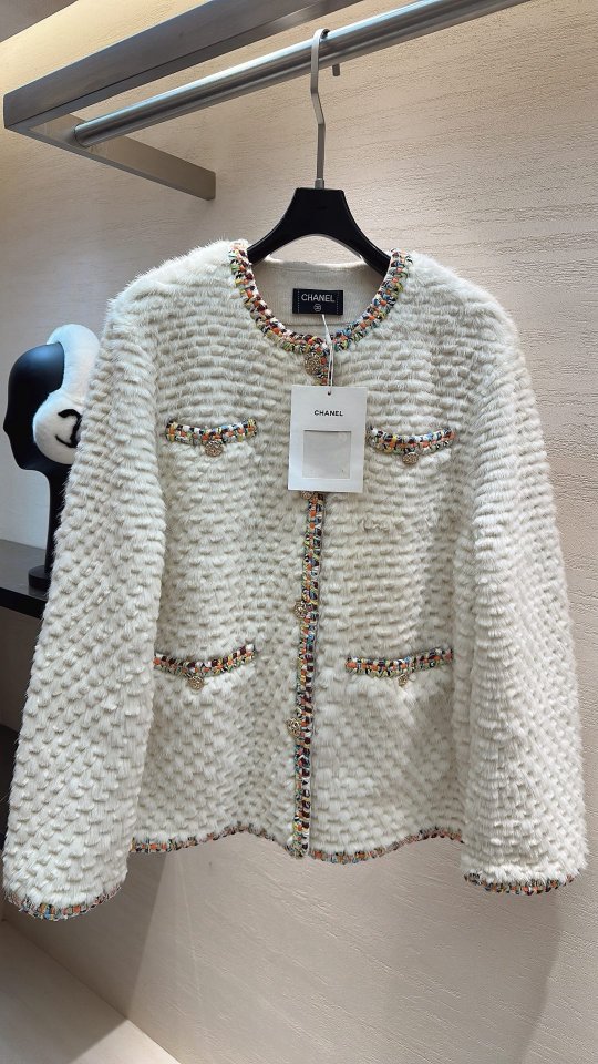 샤넬 밍크 텍스처 퍼 자켓