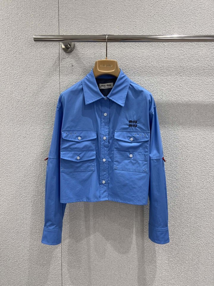 미우미우 클라인블루 코튼 셔츠