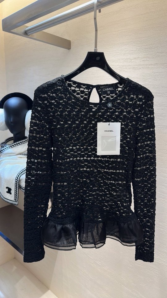 샤넬 오간자 펀칭 상의