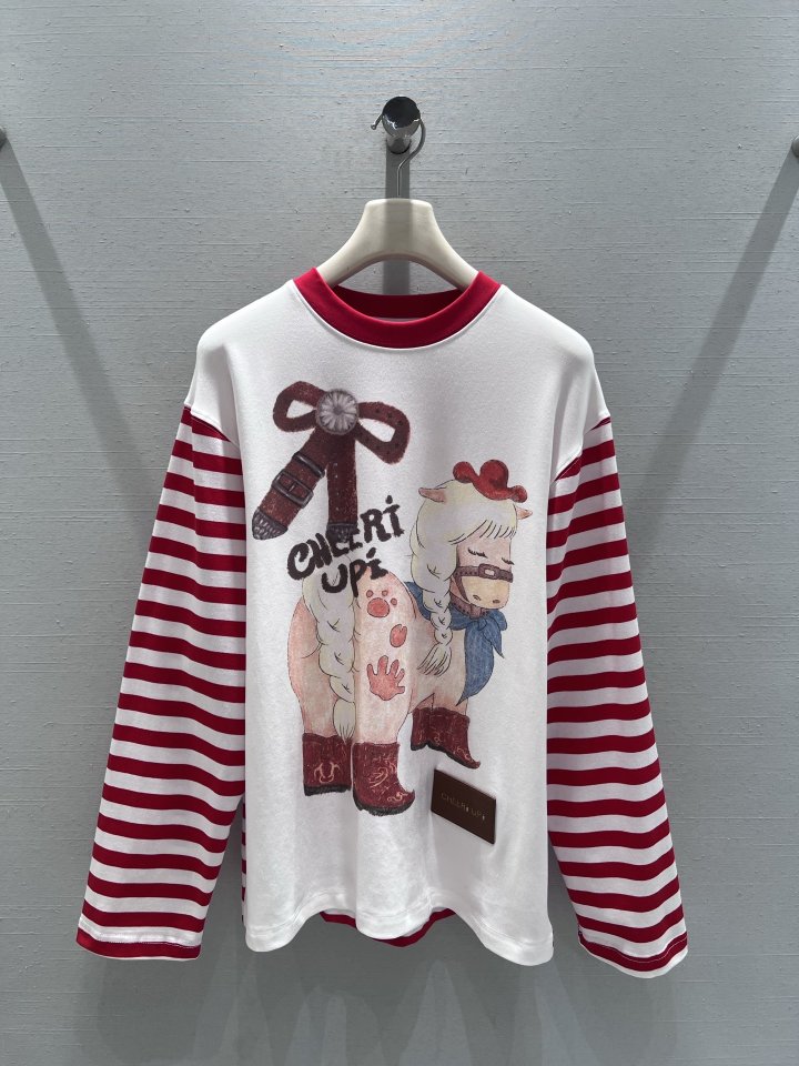 치어업 카툰 프린트 롱슬리브
