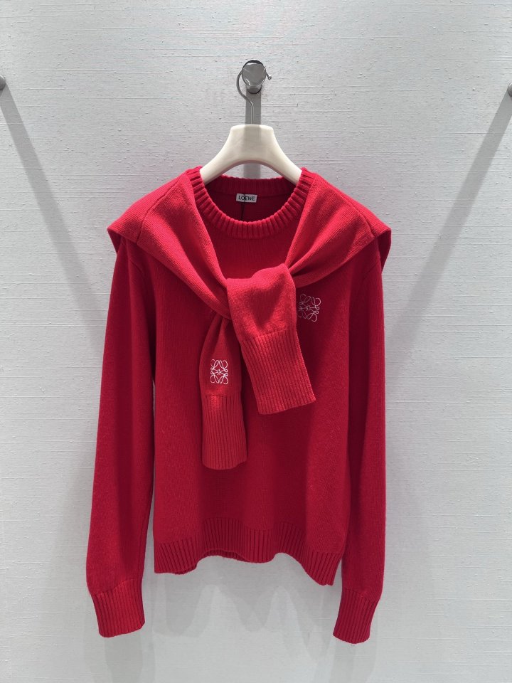 로에베 레드 숄 니트