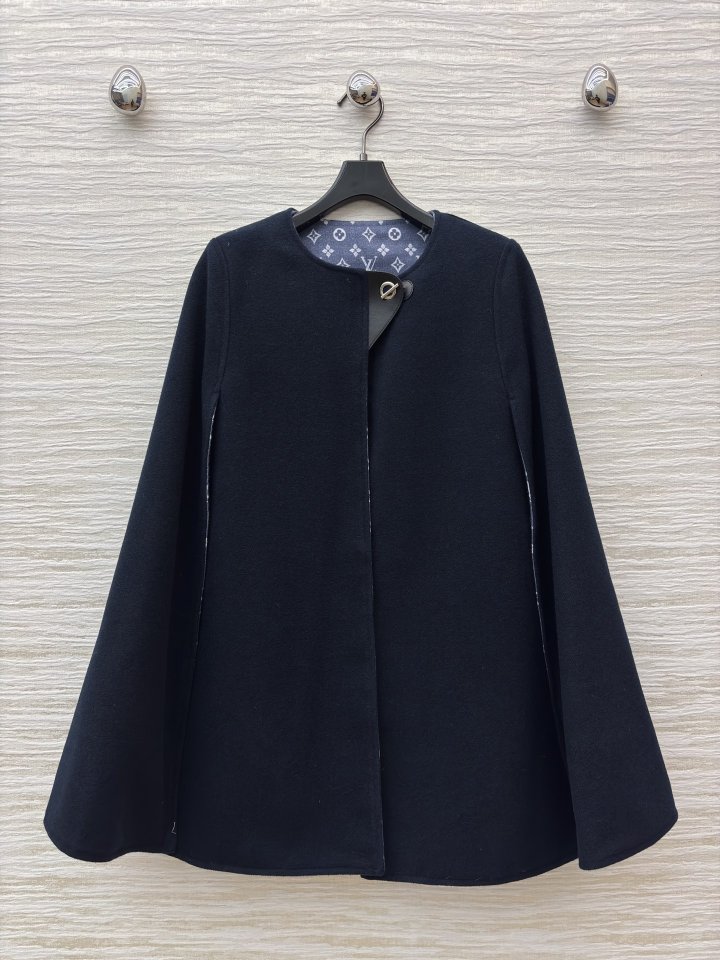루이비통 여성 네이비 울 케이프
