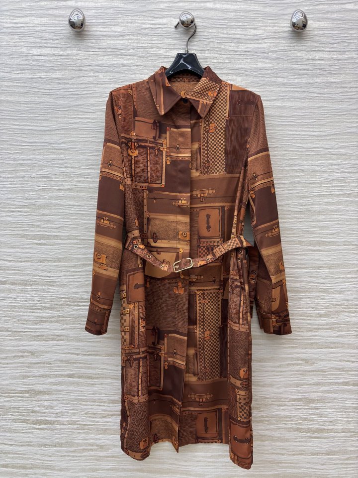 L 복고 프린트 셔츠 원피스