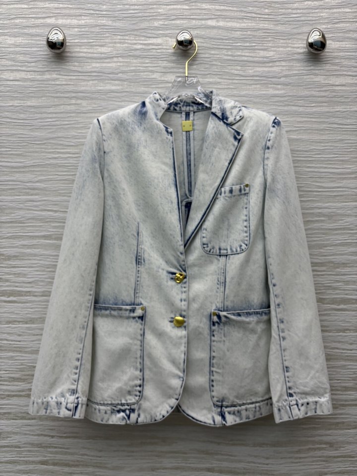 스키아파렐리 락플레이트 스노우워시 데님 재킷