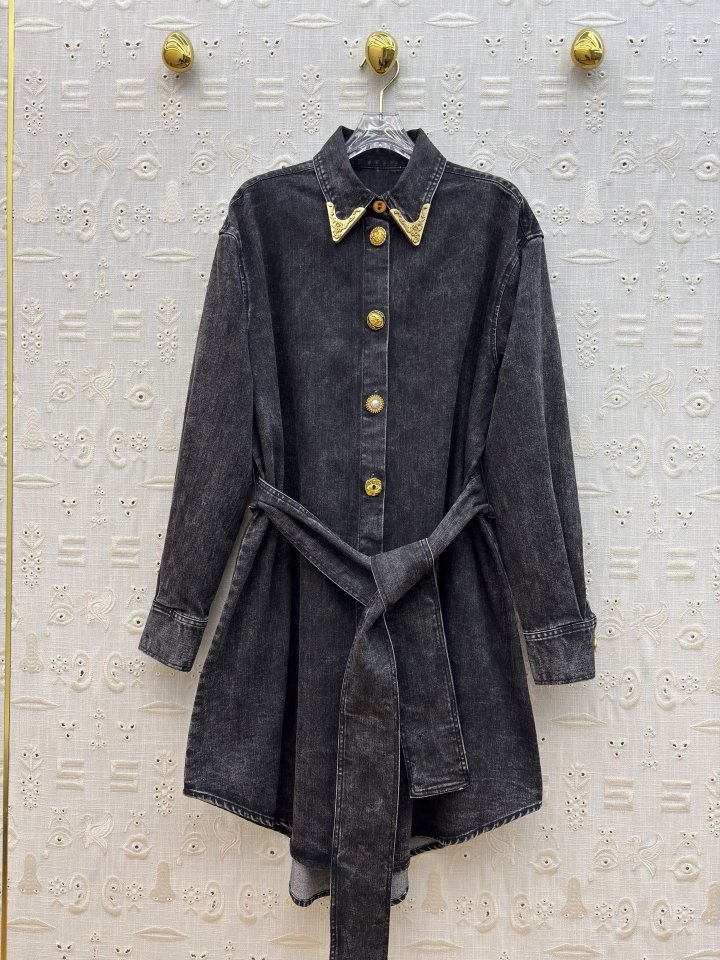 스키아파렐리 26 얼리봄 워싱 데님 셔츠형 원피스