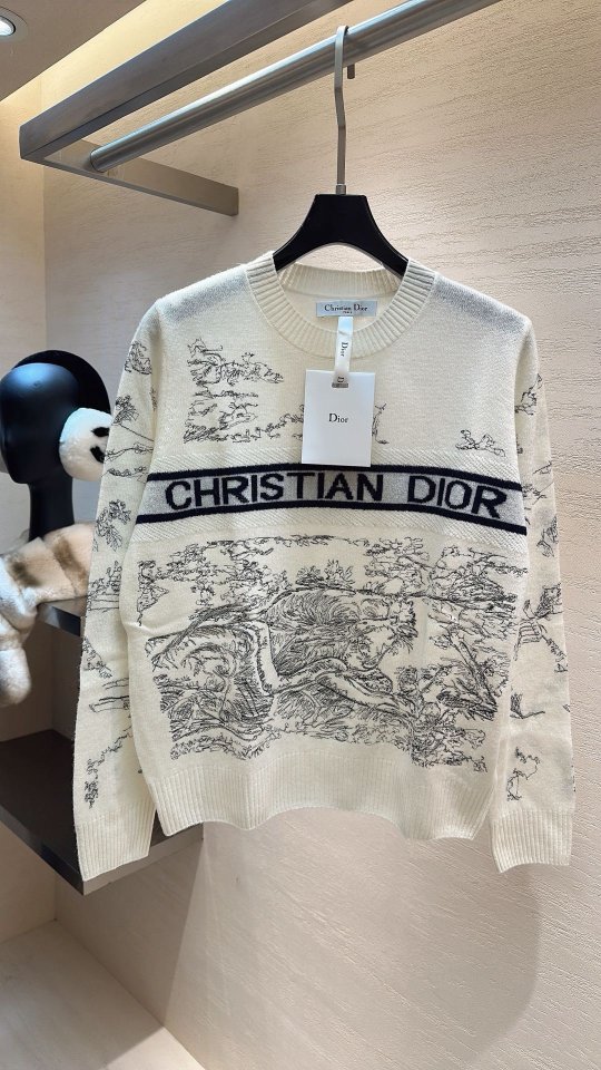 디올 아트 자수 울 니트