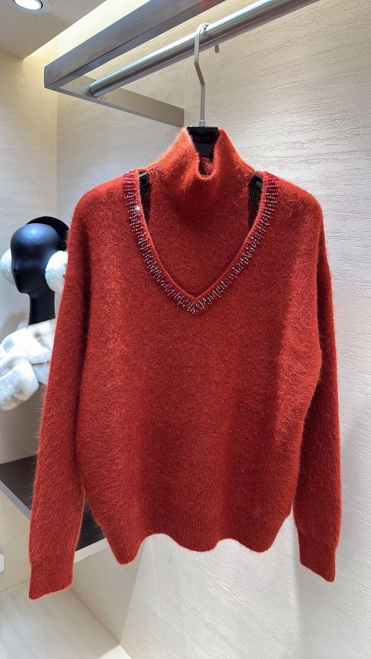 미우미우 라쿤 퍼 레이어드 니트 탑