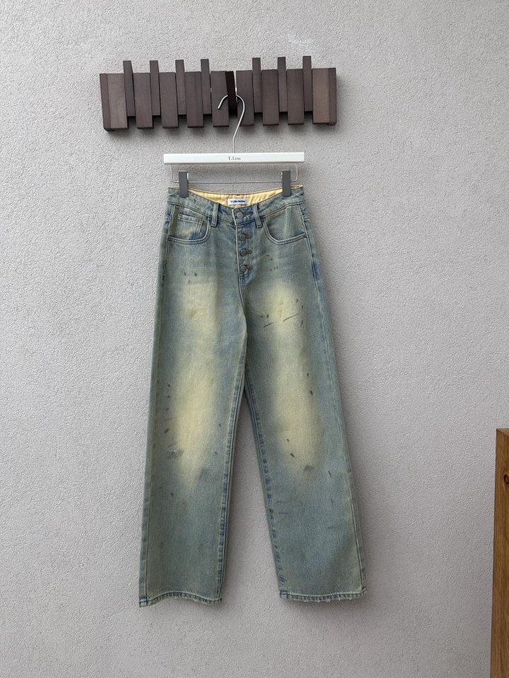 Tlisa 워시드 데님 와이드 팬츠