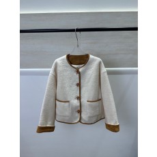 샤넬 아이보리 트위드 노카라 자켓