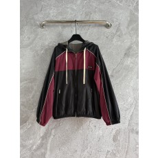 배색 후드 자켓