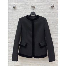 디올 라운드넥 벨벳 포인트 자켓
