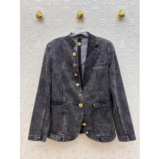 스키아파렐리 26 이형 버튼 워시드 데님 자켓