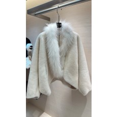 셀린 폭스퍼 양모 숏 자켓