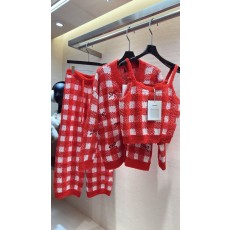 샤넬 반벨벳 워셔블 레드 체크 세트