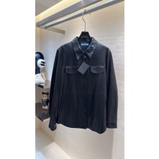 프라다 남친핏 가죽 셔츠 자켓