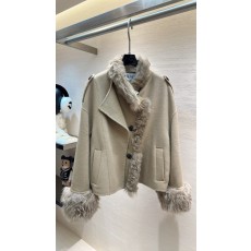 로에베 양면 울 × 내추럴 램 퍼 숏 자켓