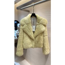 펜디 라이트 옐로우 래빗 퍼 숏 자켓