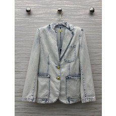 스키아파렐리 락플레이트 스노우워시 데님 재킷