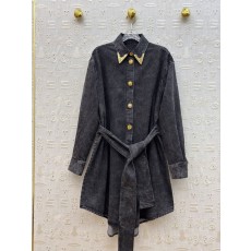 스키아파렐리 26 얼리봄 워싱 데님 셔츠형 원피스