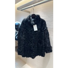 막스마라 블랙 램 퍼 미디 아우터