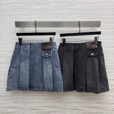 로에베 데님 플리츠 스커트