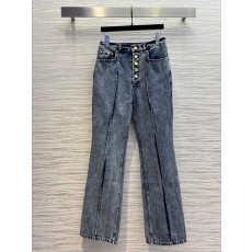 Sch 이형 버튼 마이크로 플레어 데님 팬츠