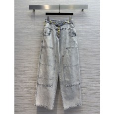 스키아파렐리 25 금버튼 스노우워시 카고 데님 팬츠