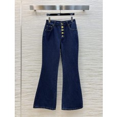 스키아파렐리 25 이형 버튼 마이크로 플레어 데님 팬츠