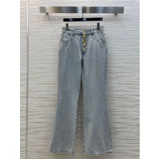 스키아파렐리 25 이형 버튼 마이크로 플레어 데님 팬츠