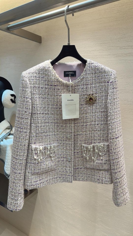 샤넬 라벤더 트위드 자켓