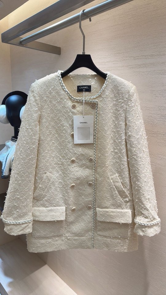 샤넬 트위드 노카라 자켓