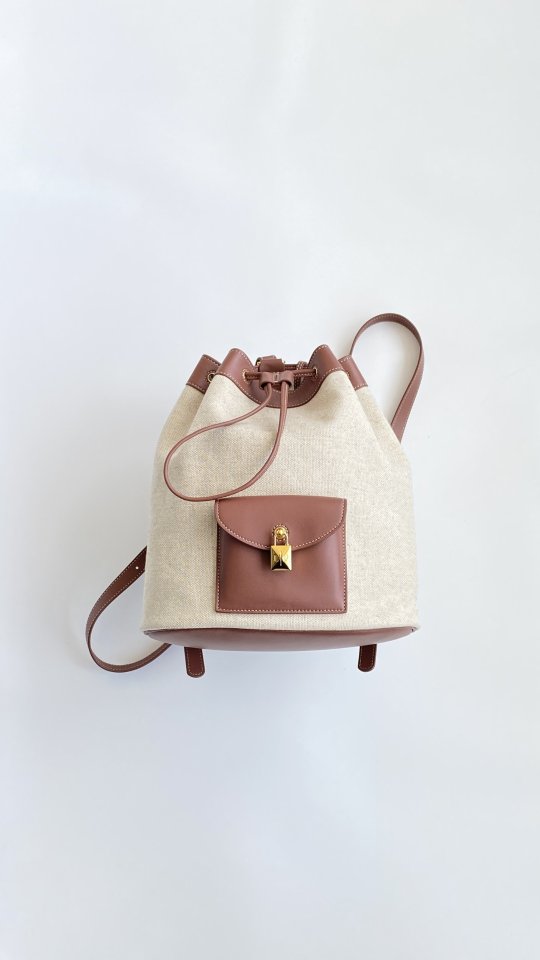 로로피아나 L27 린넨 배색 버킷 백팩