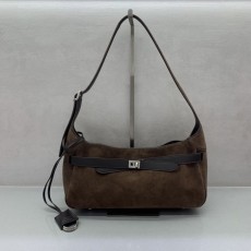 발렌시아가 벨에어 숄더백 (소형·스웨이드 딥브라운)