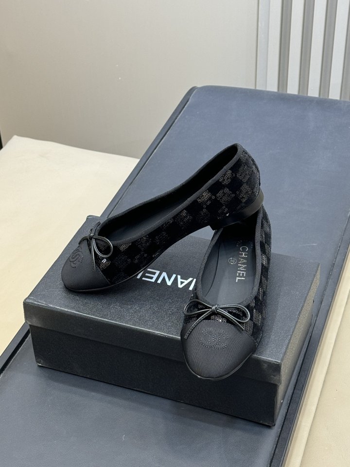 여성 샤넬 클래식 슬링백 발레리나 플랫 슈즈