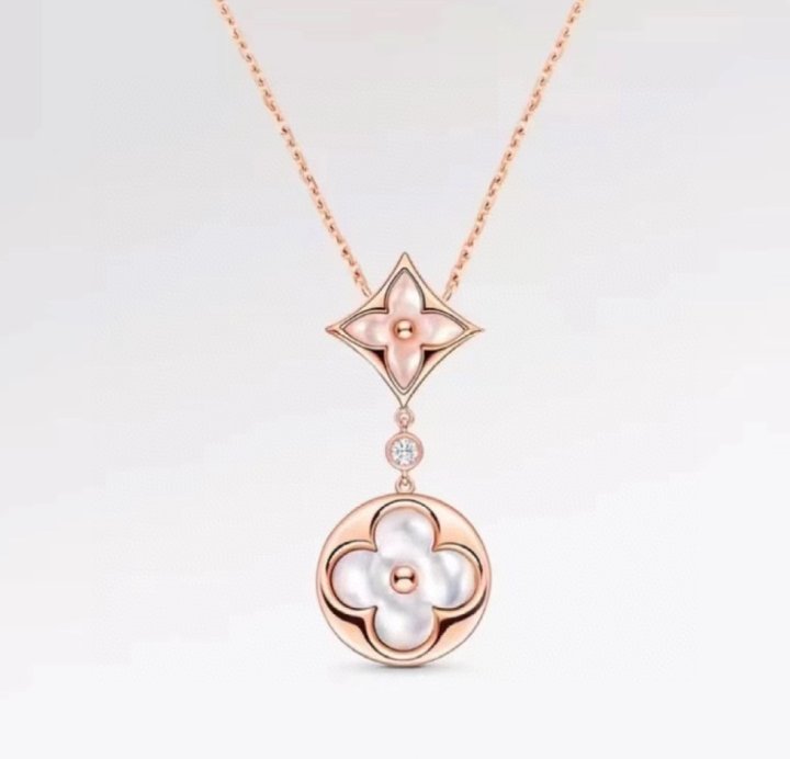 루이비통 여성 클래식 더블 플라워 테슬 목걸이