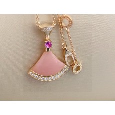 불가리 여성 클래식 디바 핑크 스톤 스커트 목걸이