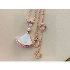 불가리 여성 클래식 디바 화이트 자개 핑크 다이아 목걸이